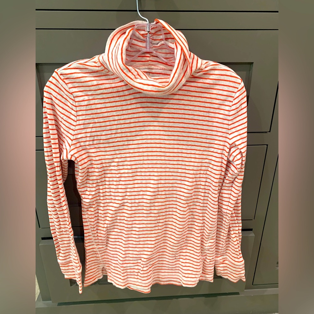 T by Talbots mock turtleneck striped top